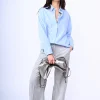 Pantaloni palazzo in gessato lurex