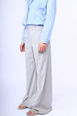 Pantaloni palazzo in gessato lurex