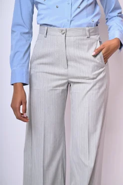 Pantaloni palazzo in gessato lurex