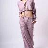 Pantaloni palazzo in jacquard floreale