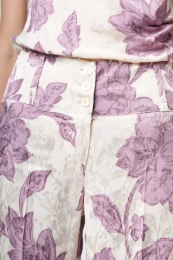 Pantaloni palazzo in jacquard floreale