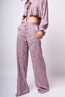 Pantaloni palazzo in jacquard floreale