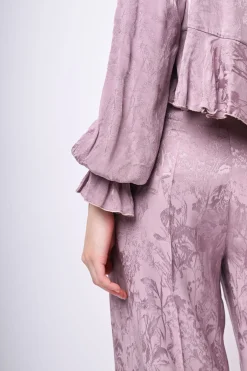 Pantaloni palazzo in jacquard floreale