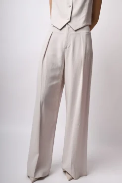 Pantaloni palazzo in viscosa e lino