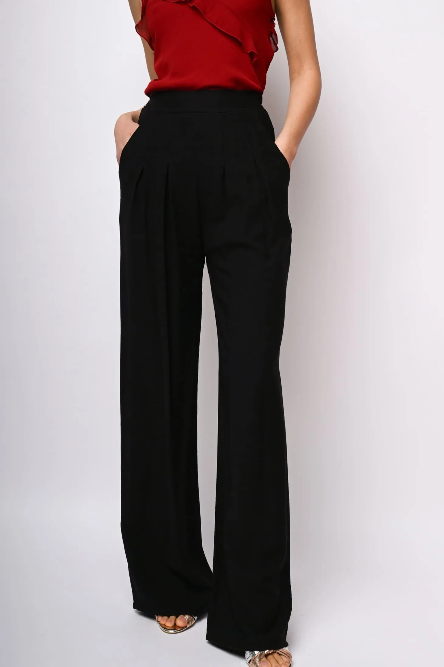 Pantaloni palazzo misto viscosa