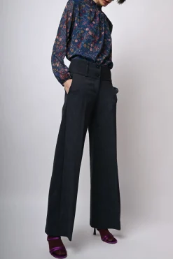 Pantaloni palazzo misto viscosa