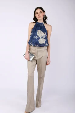 Pantaloni svasati in cotone stretch