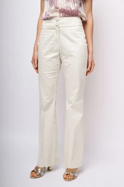 Pantaloni svasati in raso di cotone