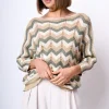 Pull in maglia crochet a righe zig-zag