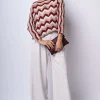 Pull in maglia crochet a righe zig-zag