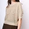 Pull in maglia crochet con fiocco sul retro