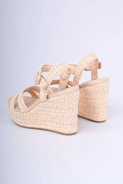 Sandali in rafia con zeppa