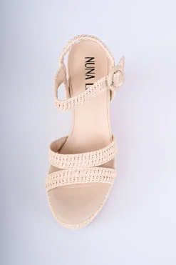 Sandali in rafia con zeppa