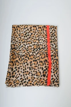 Sciarpa a stampa animalier con striscia