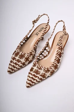 Slingback in simil-rafia intrecciata