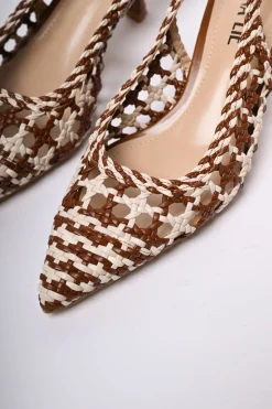 Slingback in simil-rafia intrecciata
