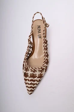 Slingback in simil-rafia intrecciata