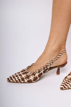 Slingback in simil-rafia intrecciata