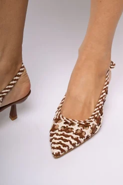 Slingback in simil-rafia intrecciata