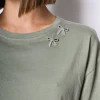 T shirt con fiocchi in strass