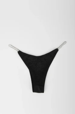 Tanga in lamé con strass