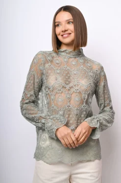 Top a maniche lunghe in pizzo