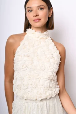 Top allamericana con rose 3D