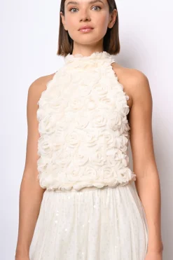 Top allamericana con rose 3D