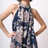 Top allamericana con stampa floreale