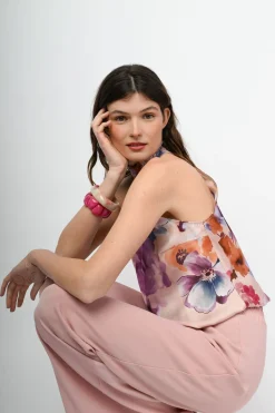 Top allamericana con stampa floreale