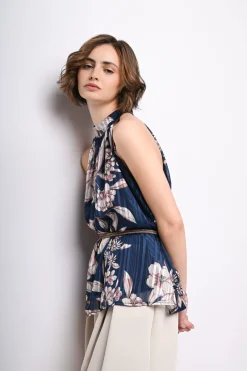 Top allamericana con stampa floreale