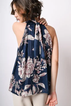 Top allamericana con stampa floreale