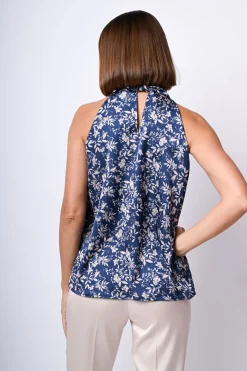 Top allamericana con stampa floreale