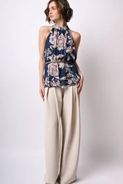 Top allamericana con stampa floreale