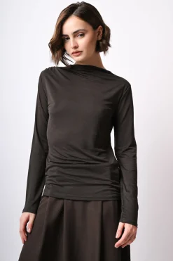 Top con scollo a cratere in lyocell