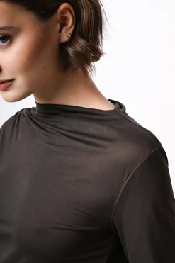 Top con scollo a cratere in lyocell