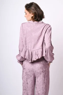 Top crop in jacquard floreale