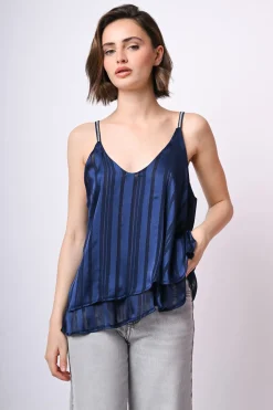 Top doppiato in georgette lurex