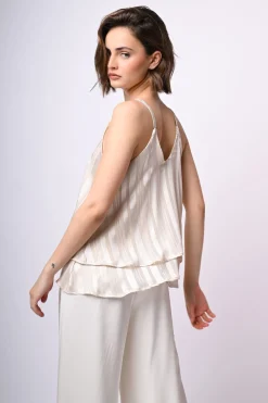 Top doppiato in georgette lurex