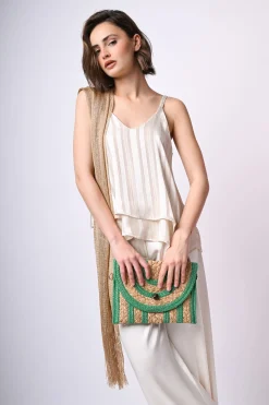 Top doppiato in georgette lurex