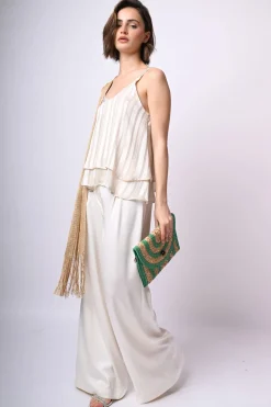 Top doppiato in georgette lurex