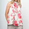 Top fiori rossi con laccio