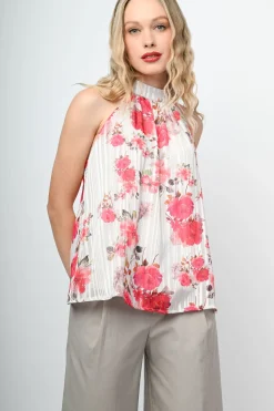 Top fiori rossi con laccio