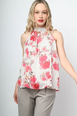 Top fiori rossi con laccio