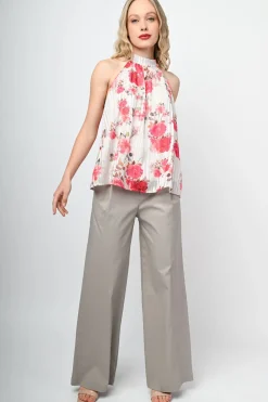 Top fiori rossi con laccio