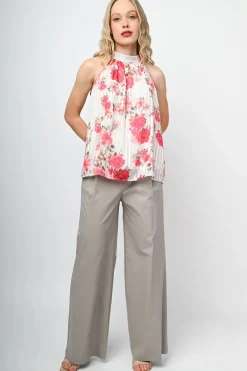 Top fiori rossi con laccio