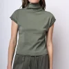 Top in cotone con collo alto