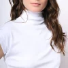Top in cotone con collo alto