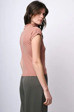 Top in cotone con collo alto