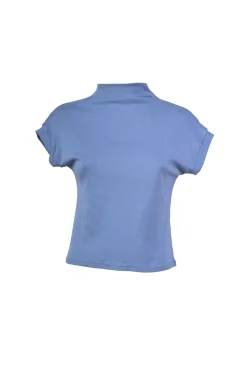 Top in cotone con collo alto